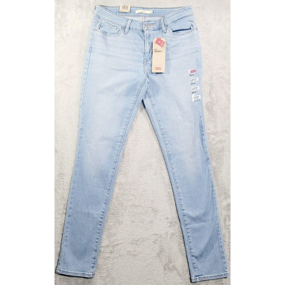 Levi's 711 Skinny Jeans Womens 8 Medium W29 L30 Blue Light Wash Stretch Denim